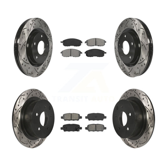 Drilled Slot Brake Rotor Semi-Metallic Pad Front Rear Kit For Nissan Sentra Juke