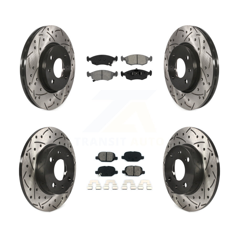 Coated Drill Slot Disc Brake Rotor Semi-Metallic Pad Front Rear Kit For Fiat 500