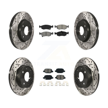 Coated Drill Slot Disc Brake Rotor Semi-Metallic Pad Front Rear Kit For Fiat 500
