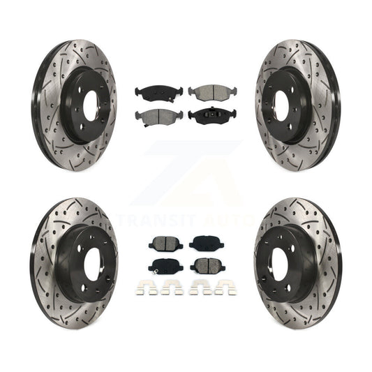 Coated Drill Slot Disc Brake Rotor Semi-Metallic Pad Front Rear Kit For Fiat 500