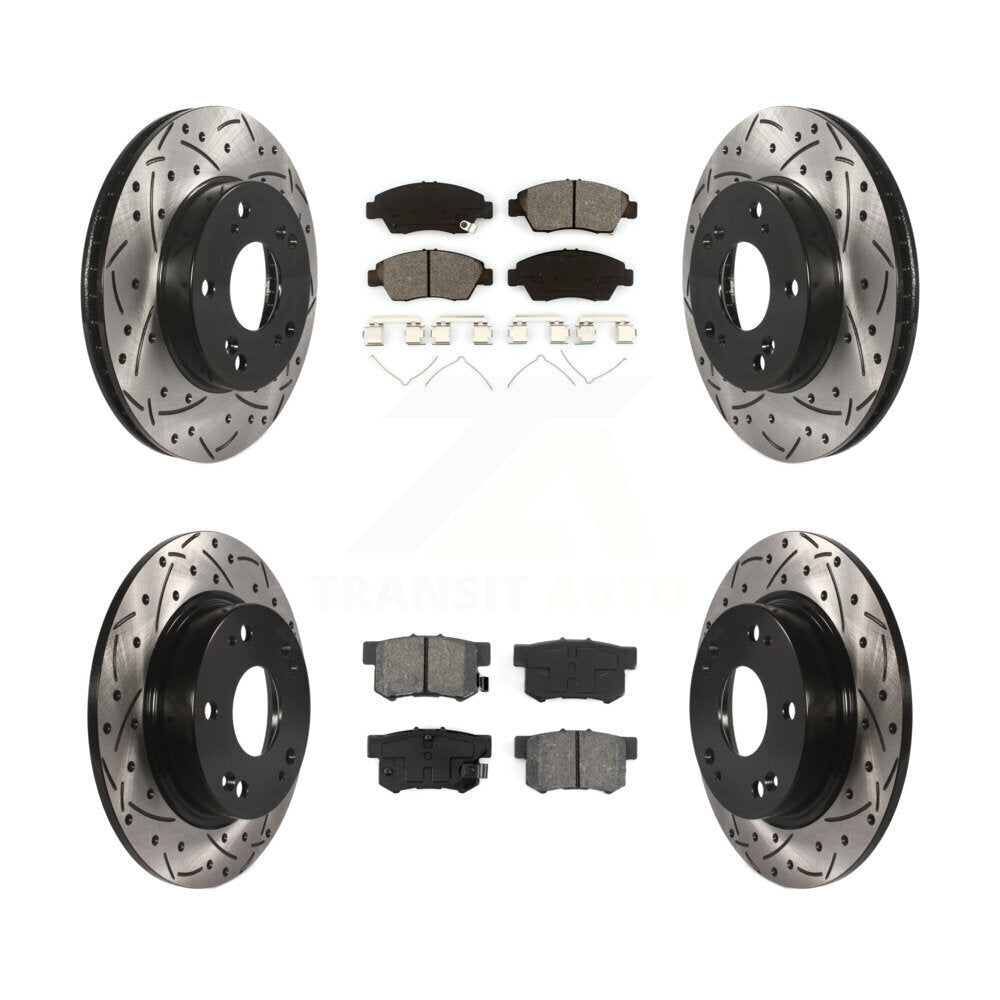Drill Slot Brake Rotor Semi-Metallic Pad Front Rear Kit For 13-15 Acura ILX 1.5L