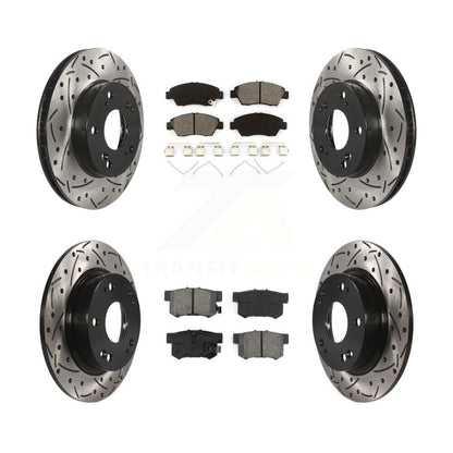Drill Slot Brake Rotor Semi-Metallic Pad Front Rear Kit For 13-15 Acura ILX 1.5L