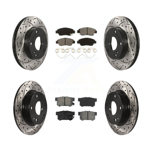 Drill Slot Brake Rotor Semi-Metallic Pad Front Rear Kit For 13-15 Acura ILX 1.5L