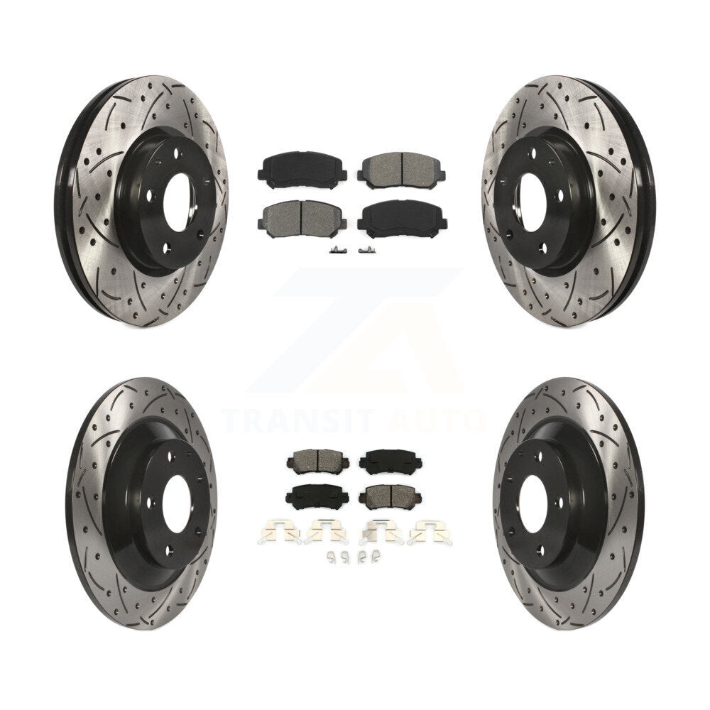 Drill Slot Brake Rotor Semi-Metallic Pad Front Rear Kit For 2013-2015 Mazda CX-5
