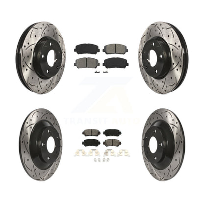 Drill Slot Brake Rotor Semi-Metallic Pad Front Rear Kit For 2013-2015 Mazda CX-5