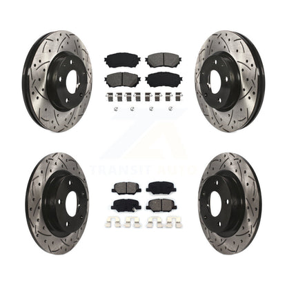 Coated Drill Slot Disc Brake Rotors Semi-Metallic Pad Front Rear Kit For Mazda 6