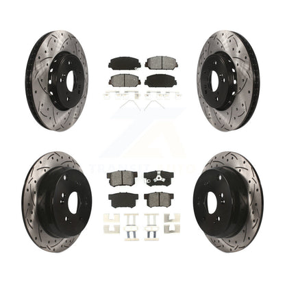 Drill Slot Brake Rotors Semi-Metallic Pad Front Rear Kit For 2013-2018 Acura RDX