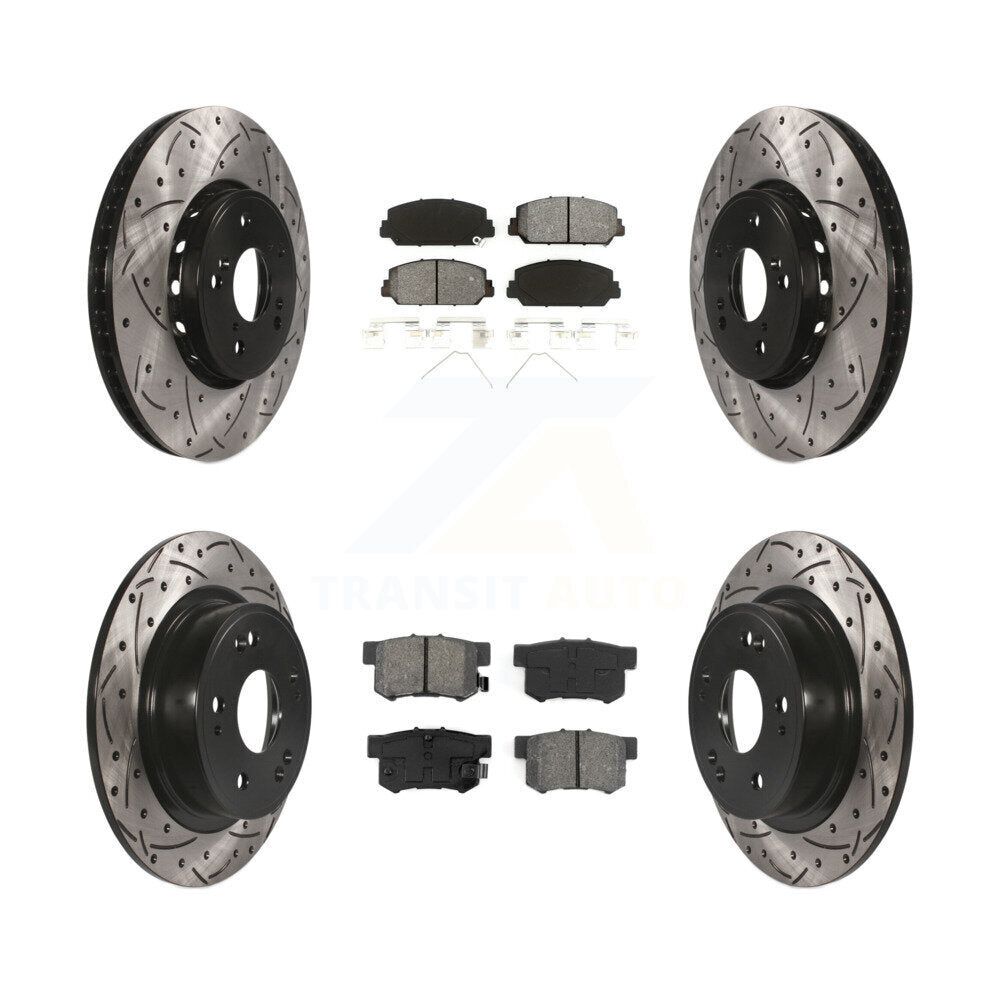 Drill Slot Disc Brake Rotors Semi-Metallic Pad Front Rear Kit For 2016 Acura ILX