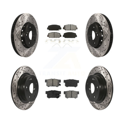 Drill Slot Disc Brake Rotors Semi-Metallic Pad Front Rear Kit For 2016 Acura ILX