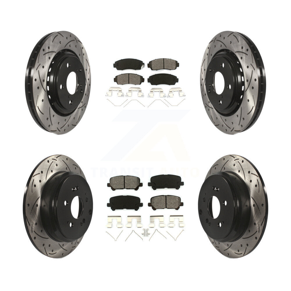 Drill Slot Brake Rotors Semi-Metallic Pad Front Rear Kit For 15-17 Honda Odyssey