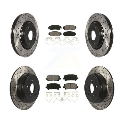 Drill Slot Brake Rotors Semi-Metallic Pad Front Rear Kit For 15-17 Honda Odyssey