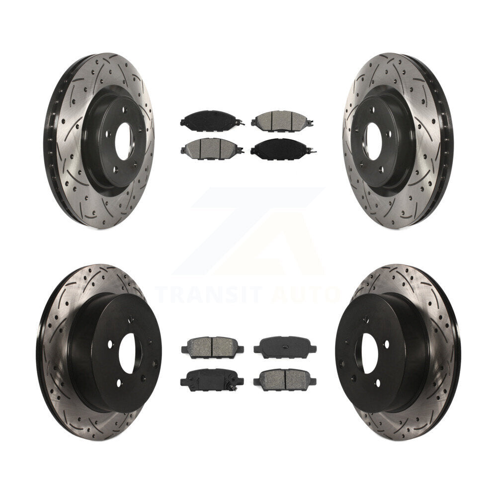 Drilled Slot Brake Rotor Semi-Metallic Pad Front Rear Kit For Nissan Murano QX60