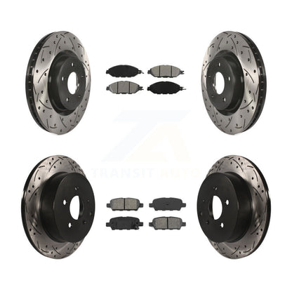Drilled Slot Brake Rotor Semi-Metallic Pad Front Rear Kit For Nissan Murano QX60