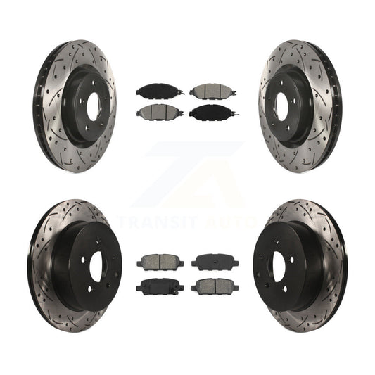 Drilled Slot Brake Rotor Semi-Metallic Pad Front Rear Kit For Nissan Murano QX60
