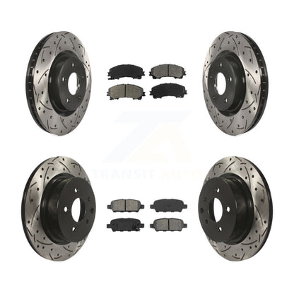 Drill Slot Brake Rotors Semi-Metallic Pad Front Rear Kit For 16-17 INFINITI QX50