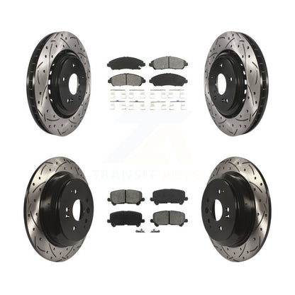 Drill Slot Brake Rotors Semi-Metallic Pad Front Rear Kit For 2014-2016 Acura MDX