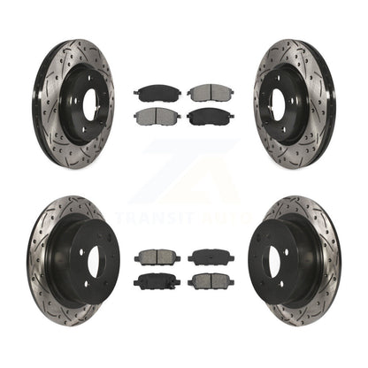 Drilled Slot Disc Brake Rotor Semi-Metallic Pad Front Rear Kit For Nissan Sentra