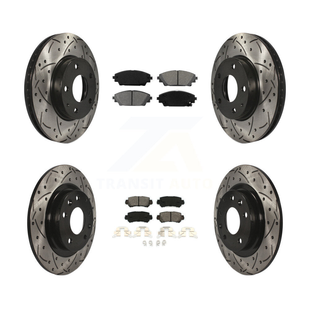 Drill Slot Brake Rotor Semi-Metallic Pad Front Rear Kit For 16-18 Mazda CX-3 FWD