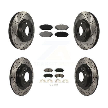 Drill Slot Brake Rotor Semi-Metallic Pad Front Rear Kit For 16-18 Mazda CX-3 FWD