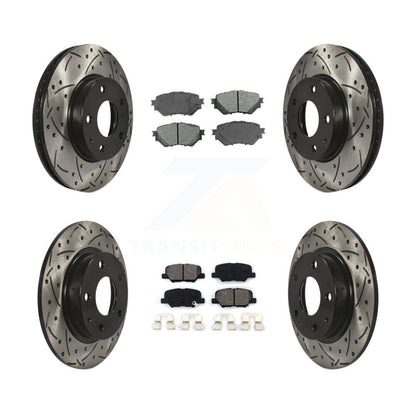 Drilled Slot Disc Brake Rotor Semi-Metallic Pad Front Rear Kit For Mazda 3 Sport