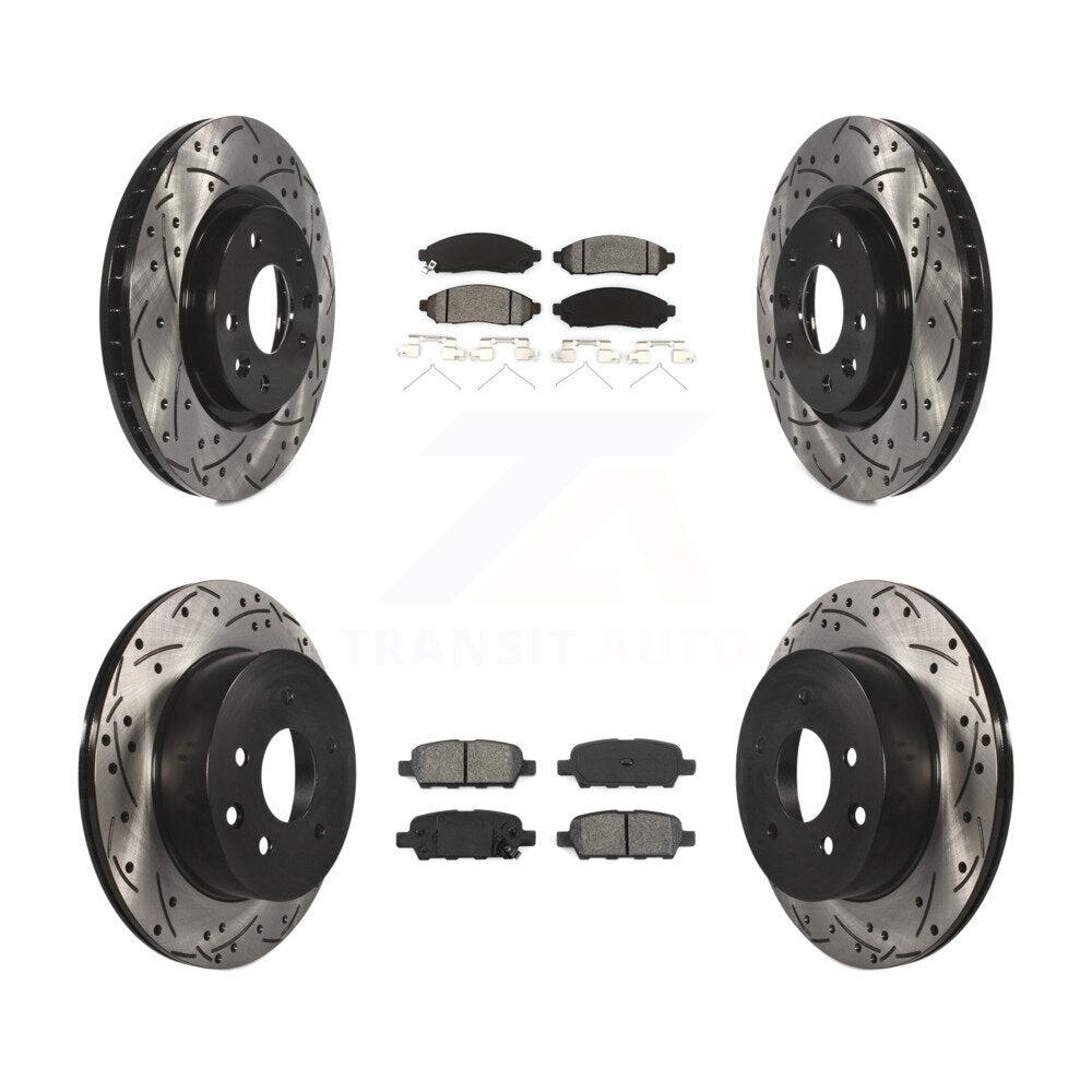 Drilled Slot Disc Brake Rotor & Semi-Metallic Pad Front Rear Kit For Nissan LEAF
