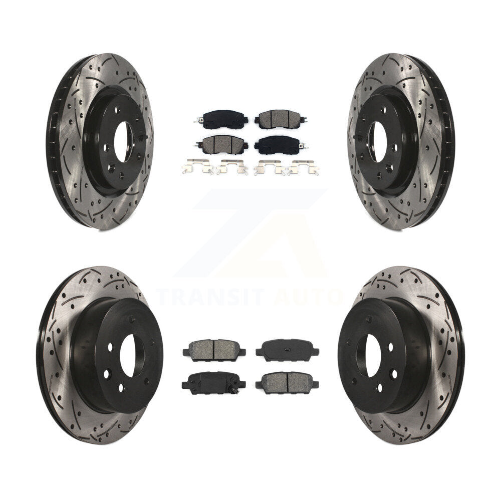 Drilled Slot Disc Brake Rotor & Semi-Metallic Pad Front Rear Kit For Nissan LEAF