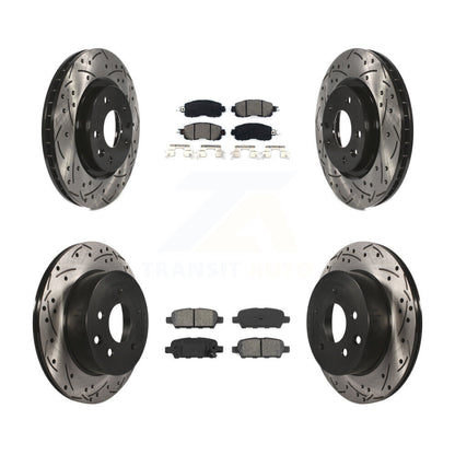 Drilled Slot Disc Brake Rotor & Semi-Metallic Pad Front Rear Kit For Nissan LEAF