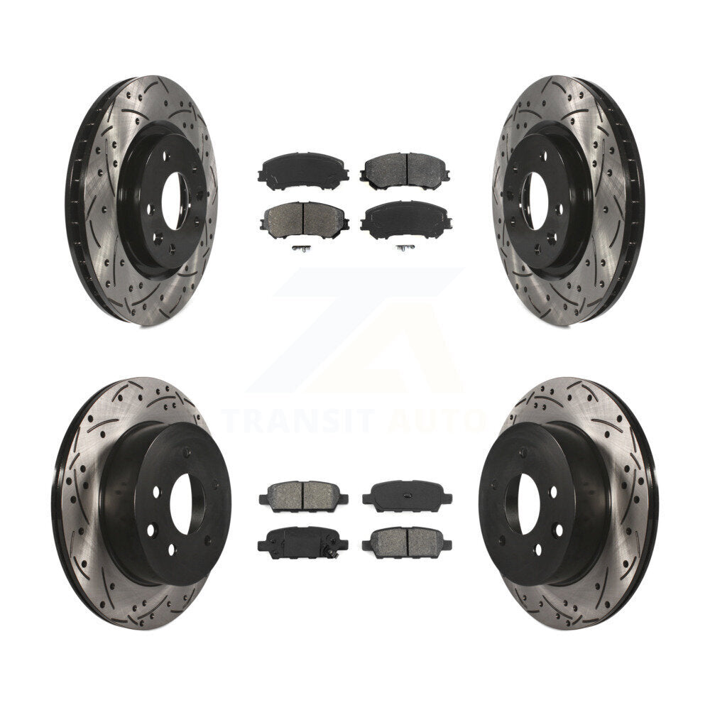 Drilled Slot Brake Rotor Semi-Metallic Pad Front Rear Kit For Nissan Rogue Sport