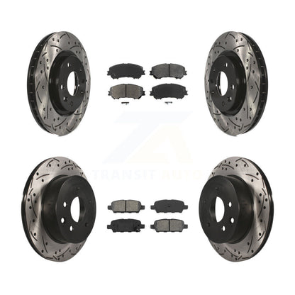 Drilled Slot Brake Rotor Semi-Metallic Pad Front Rear Kit For Nissan Rogue Sport