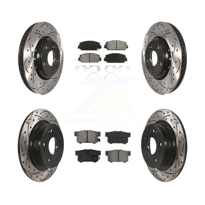 Drill Slot Brake Rotors Semi-Metallic Pad Front Rear Kit For 2017-2022 Acura ILX