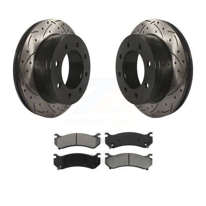 Drill Slot Brake Rotors Semi-Metallic Pad Rear Kit For Chevrolet GMC Sierra 2500