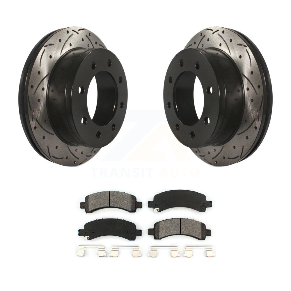Drill Slot Brake Rotors Semi-Metallic Pad Rear Kit For GMC Chevrolet Savana 2500
