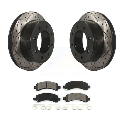 Drill Slot Brake Rotors Semi-Metallic Pad Rear Kit For GMC Chevrolet Savana 2500