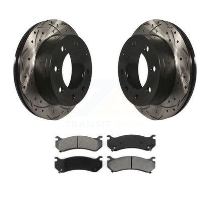 Drill Slot Brake Rotors Semi-Metallic Pad Rear Kit For Chevrolet GMC Sierra 2500