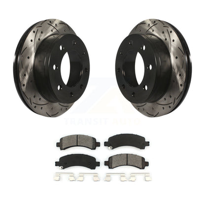 Drill Slot Brake Rotor Semi-Metallic Pad Rear Kit For Chevrolet GMC Express 2500