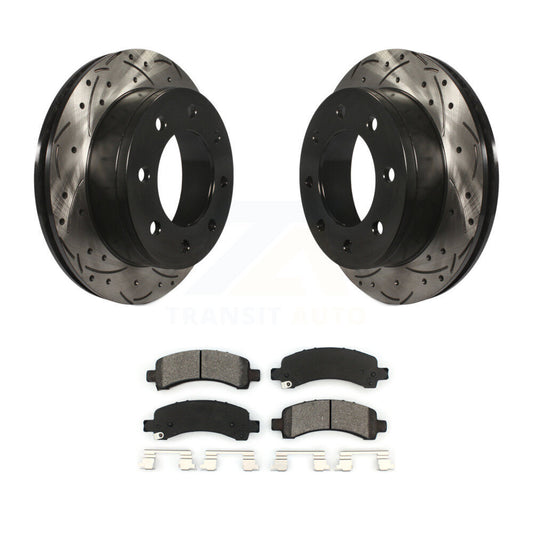 Drill Slot Brake Rotor Semi-Metallic Pad Rear Kit For Chevrolet GMC Express 2500