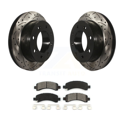 Drill Slot Brake Rotors Semi-Metallic Pad Rear Kit For GMC Chevrolet Savana 3500