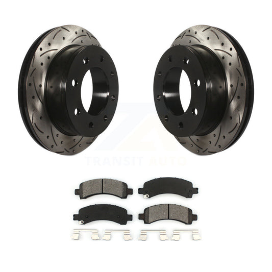 Drill Slot Brake Rotors Semi-Metallic Pad Rear Kit For GMC Chevrolet Savana 3500