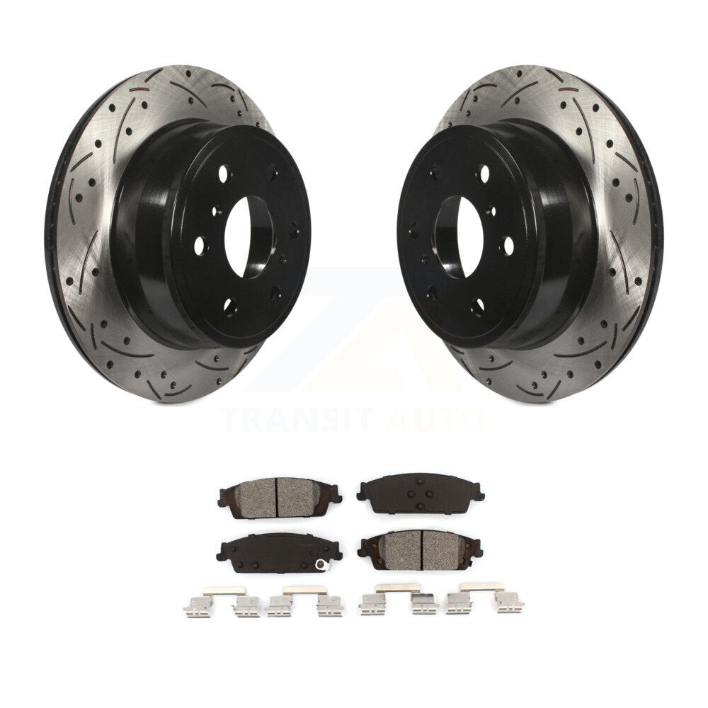 Drill Slot Brake Rotor Semi-Metallic Pad Rear Kit For Chevrolet GMC Silverado XL