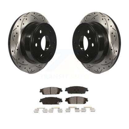Drill Slot Brake Rotor Semi-Metallic Pad Rear Kit For Chevrolet GMC Silverado XL