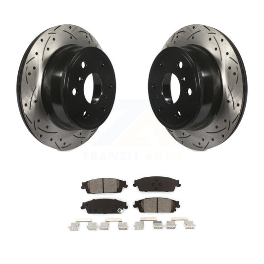 Drill Slot Brake Rotor Semi-Metallic Pad Rear Kit For Chevrolet GMC Silverado XL