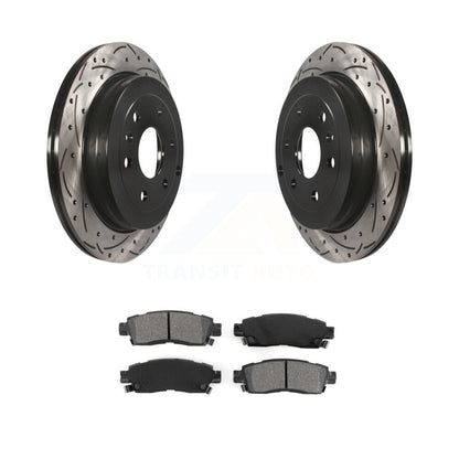 Drilled Slot Brake Rotor Semi-Metallic Pad Rear Kit For GMC Acadia Buick Enclave