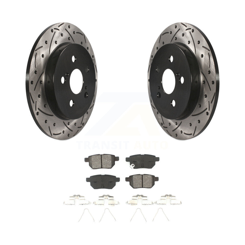 Drill Slot Brake Rotor Semi-Metallic Pad Rear Kit For Toyota Corolla Matrix Vibe
