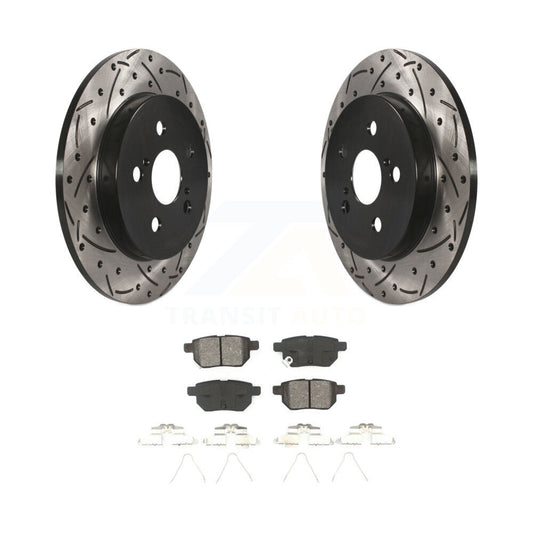 Drill Slot Brake Rotor Semi-Metallic Pad Rear Kit For Toyota Corolla Matrix Vibe