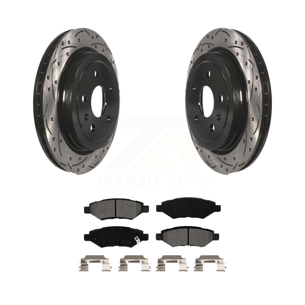 Drill Slot Brake Rotors Semi-Metallic Pad Rear Kit For Chevrolet Camaro Cadillac
