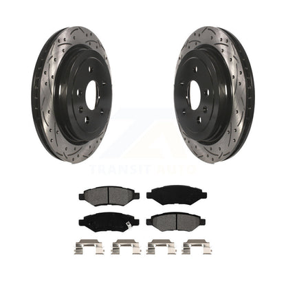 Drill Slot Brake Rotors Semi-Metallic Pad Rear Kit For Chevrolet Camaro Cadillac