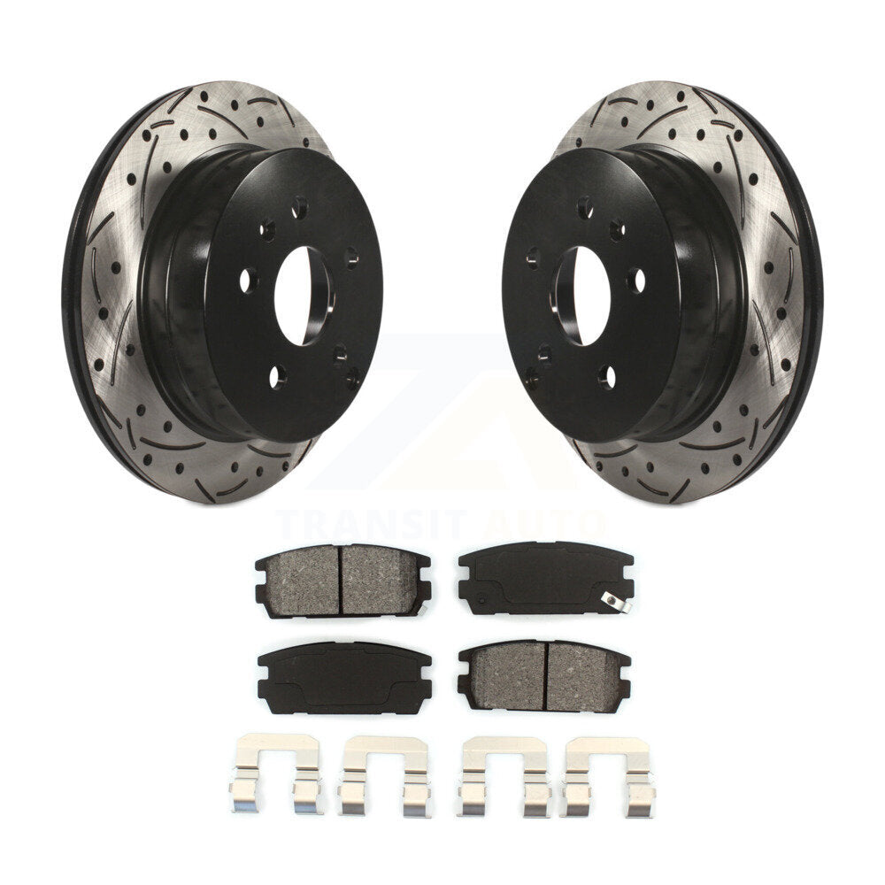 Drill Slot Disc Brake Rotor Semi-Metallic Pad Rear Kit For Chevrolet Equinox GMC