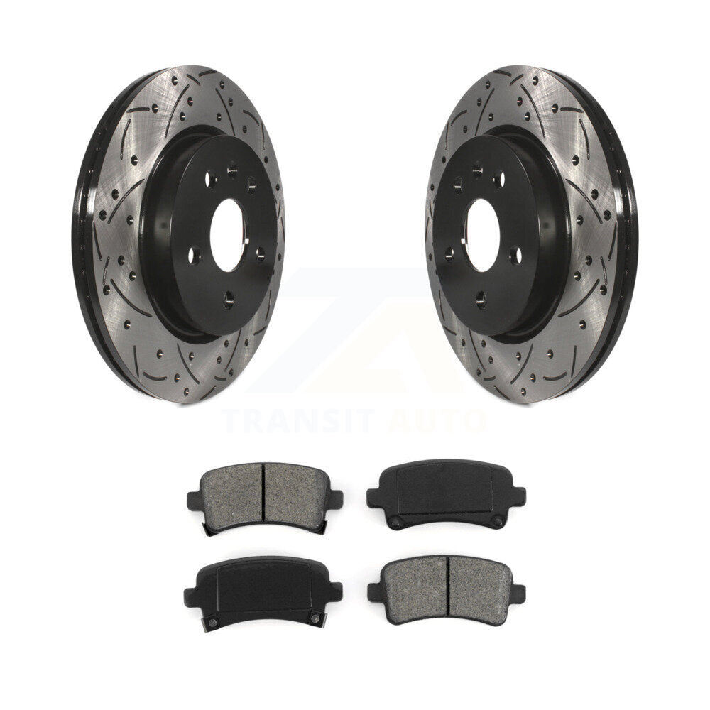 Drill Slot Brake Rotor Semi-Metallic Pad Rear Kit For Chevrolet Buick Malibu XTS