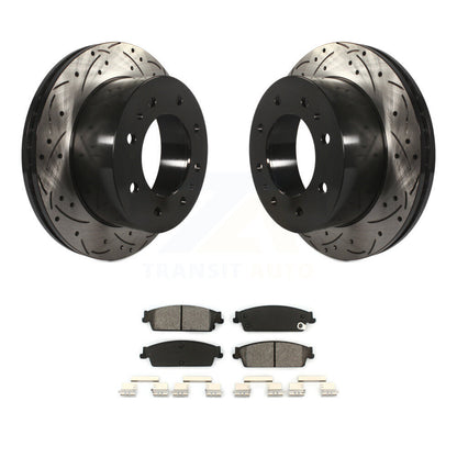 Drilled Slot Brake Rotor Semi-Metallic Pad Rear Kit For Chevrolet Silverado 1500