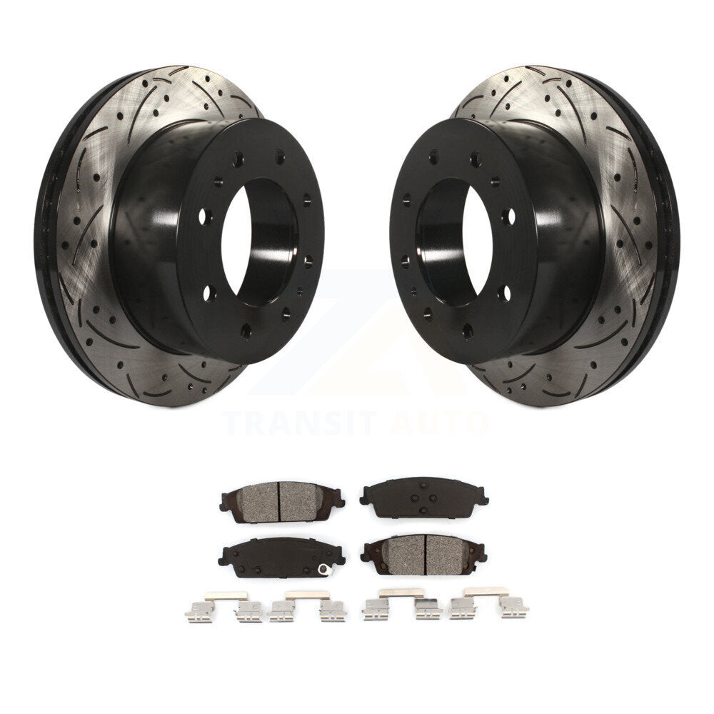 Drilled Slot Disc Brake Rotors Semi-Metallic Pad Rear Kit For Chevrolet Suburban